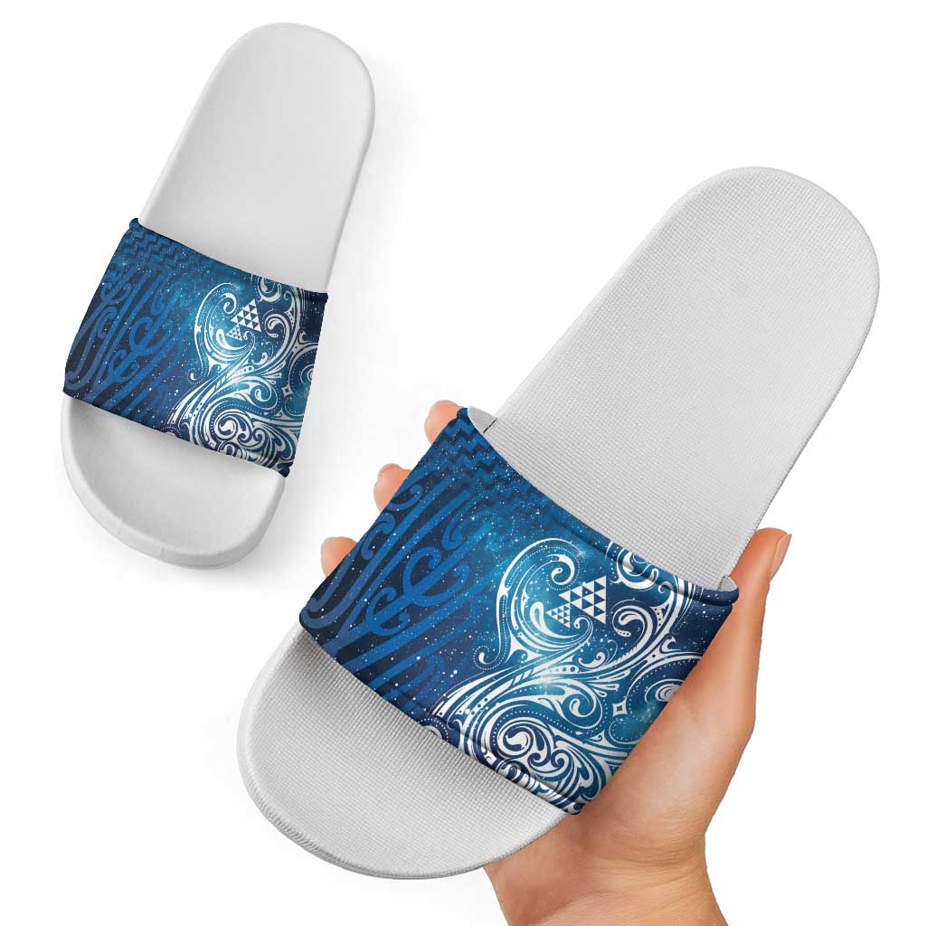 Matariki Galaxy Slide Sandals Maori Taniko Pattern