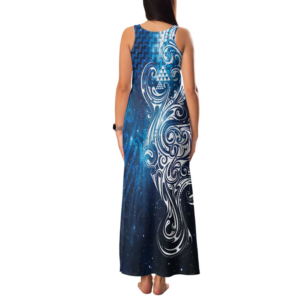 Matariki Galaxy Tank Maxi Dress Maori Taniko Pattern