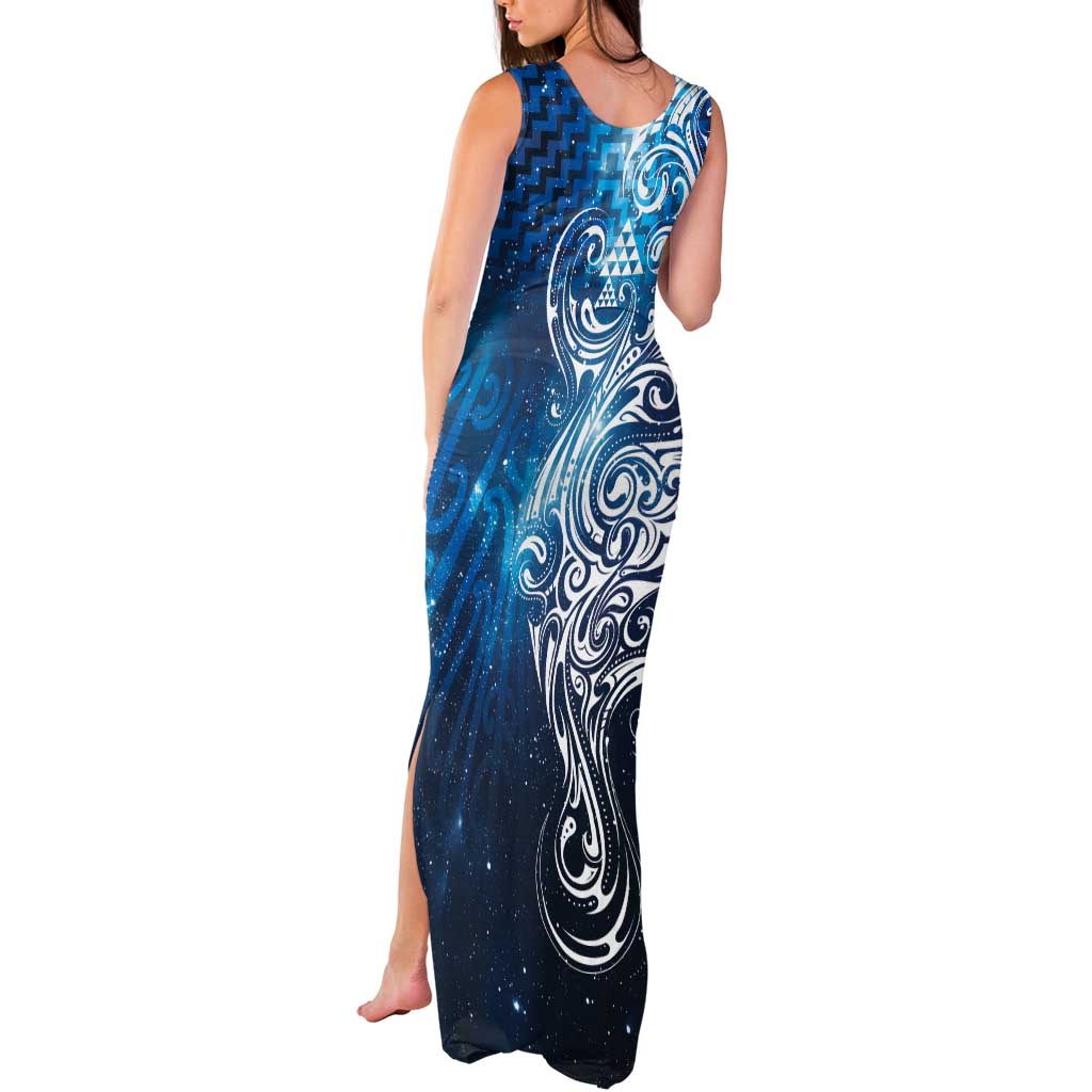 Matariki Galaxy Tank Maxi Dress Maori Taniko Pattern