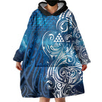 Matariki Galaxy Wearable Blanket Hoodie Maori Taniko Pattern