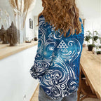 Matariki Galaxy Women Casual Shirt Maori Taniko Pattern