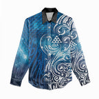 Matariki Galaxy Women Casual Shirt Maori Taniko Pattern