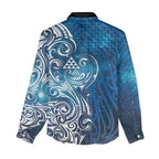 Matariki Galaxy Women Casual Shirt Maori Taniko Pattern