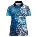 Matariki Galaxy Women Polo Shirt Maori Taniko Pattern