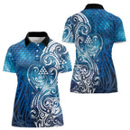 Matariki Galaxy Women Polo Shirt Maori Taniko Pattern