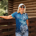Matariki Galaxy Women Polo Shirt Maori Taniko Pattern