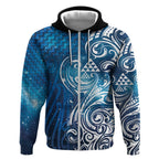 Matariki Galaxy Zip Hoodie Maori Taniko Pattern