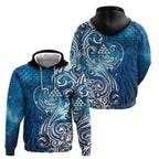 Matariki Galaxy Zip Hoodie Maori Taniko Pattern