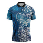 Matariki Galaxy Zipper Polo Shirt Maori Taniko Pattern