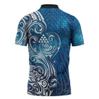 Matariki Galaxy Zipper Polo Shirt Maori Taniko Pattern