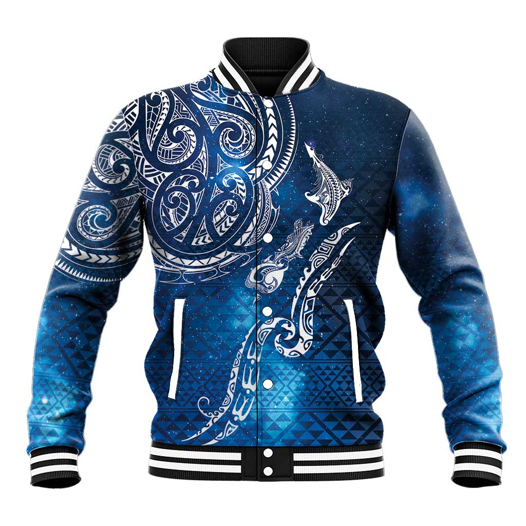 Matariki Galaxy Baseball Jacket New Zealand Map Maori Pattern