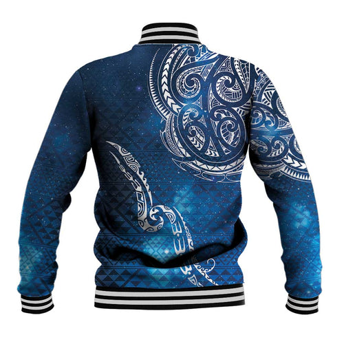 Matariki Galaxy Baseball Jacket New Zealand Map Maori Pattern