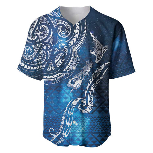 Matariki Galaxy Baseball Jersey New Zealand Map Maori Pattern