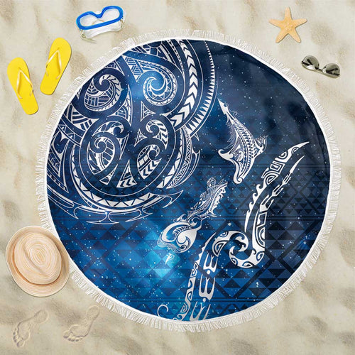 Matariki Galaxy Beach Blanket New Zealand Map Maori Pattern