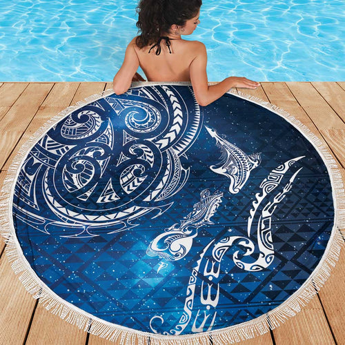 Matariki Galaxy Beach Blanket New Zealand Map Maori Pattern