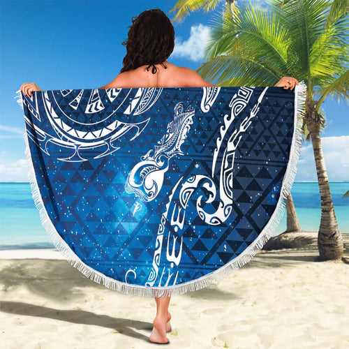 Matariki Galaxy Beach Blanket New Zealand Map Maori Pattern