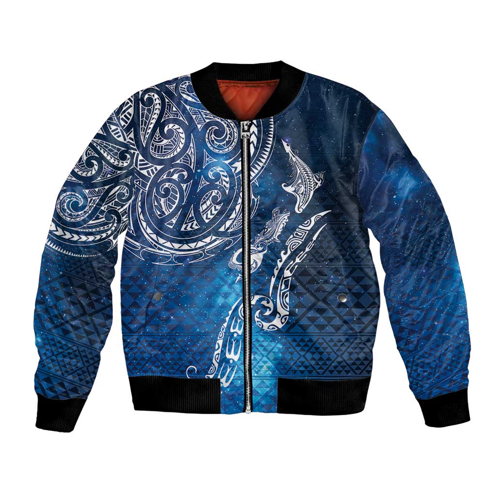 Matariki Galaxy Bomber Jacket New Zealand Map Maori Pattern