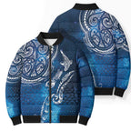 Matariki Galaxy Bomber Puffer Jacket New Zealand Map Maori Pattern