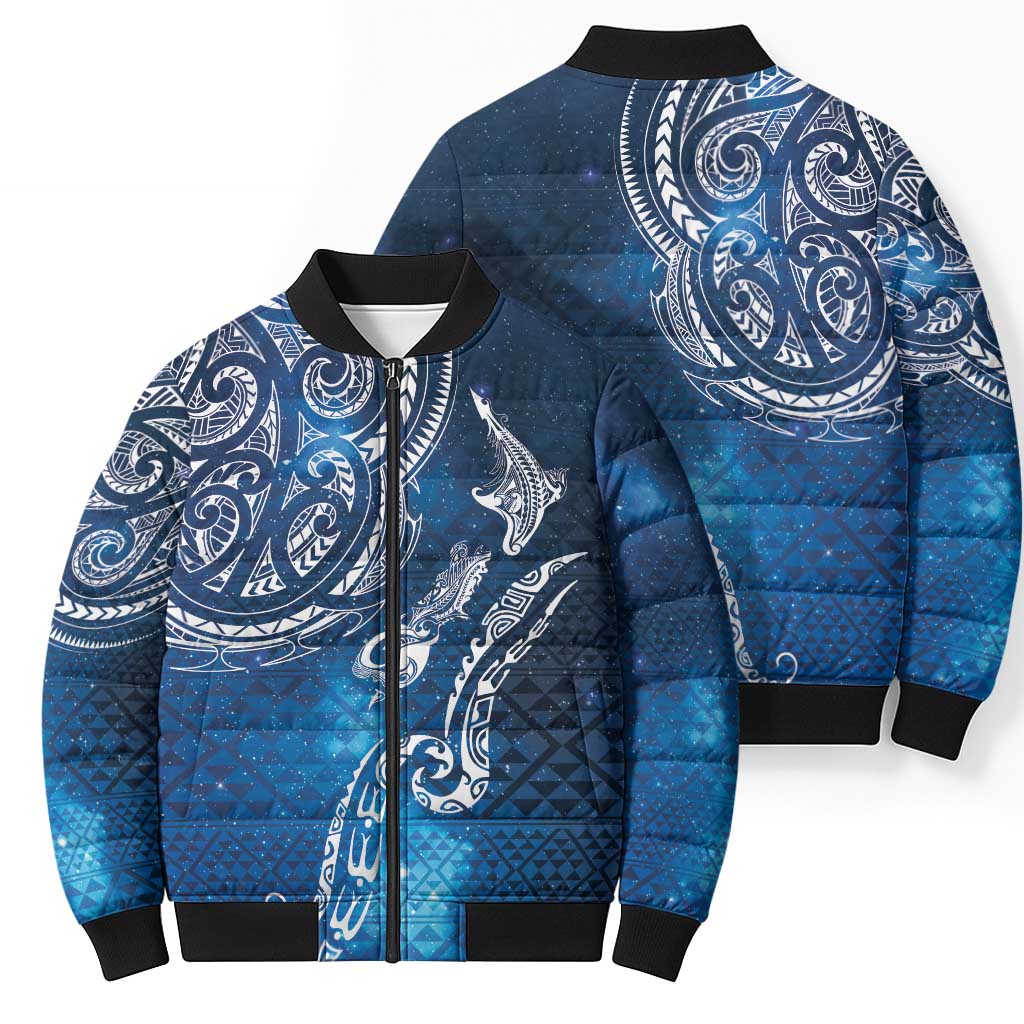 Matariki Galaxy Bomber Puffer Jacket New Zealand Map Maori Pattern