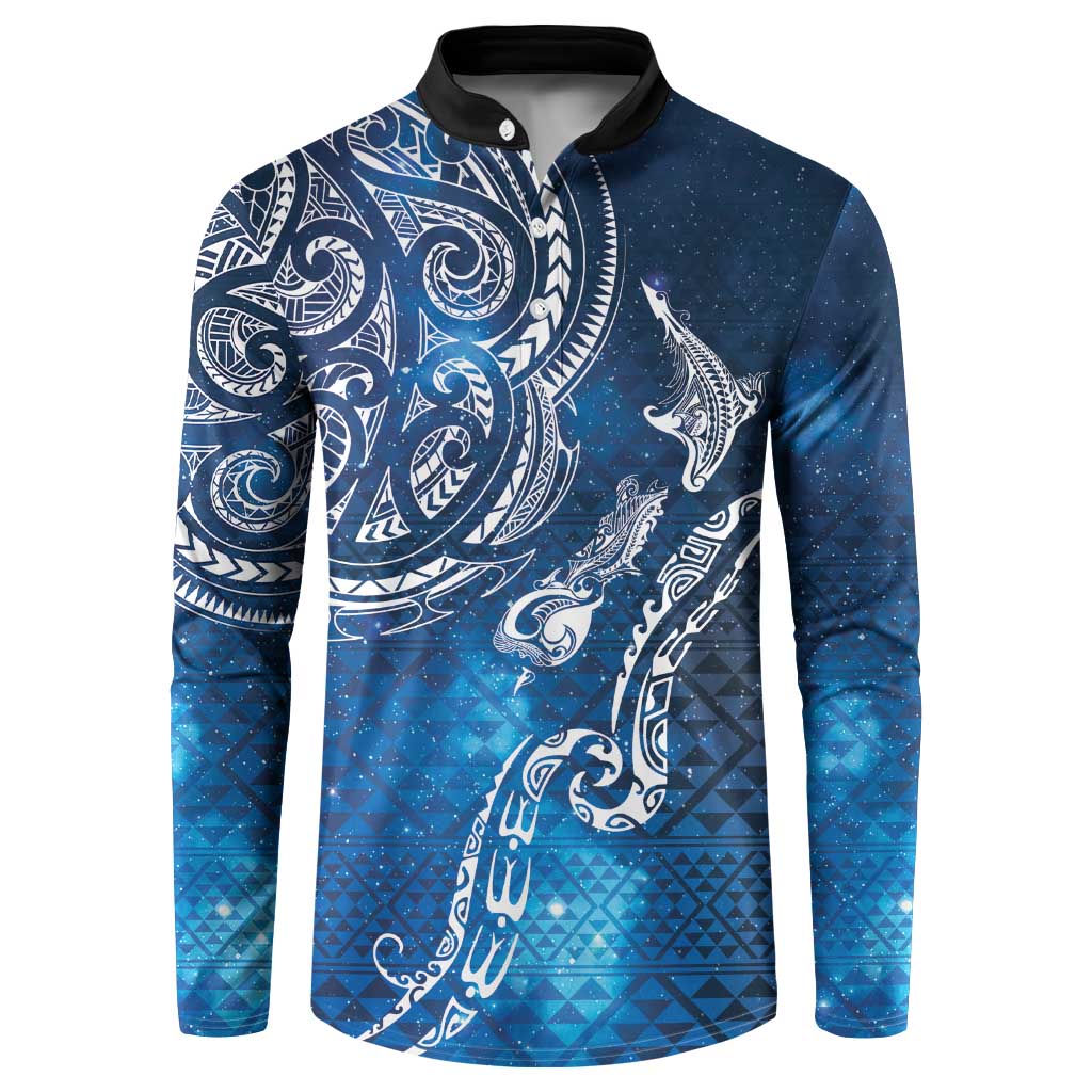 Matariki Galaxy Button Sweatshirt New Zealand Map Maori Pattern