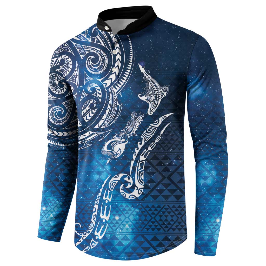 Matariki Galaxy Button Sweatshirt New Zealand Map Maori Pattern