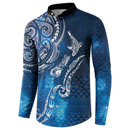 Matariki Galaxy Button Sweatshirt New Zealand Map Maori Pattern
