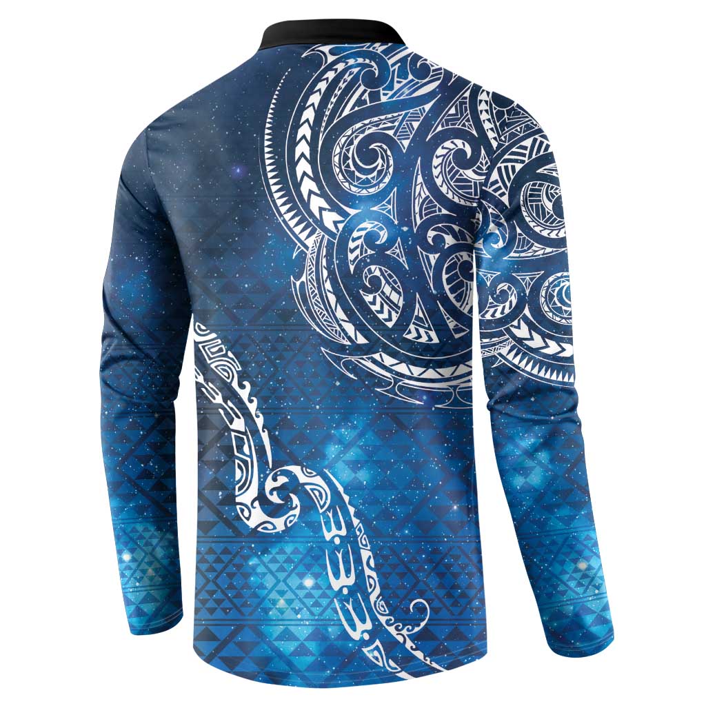 Matariki Galaxy Button Sweatshirt New Zealand Map Maori Pattern
