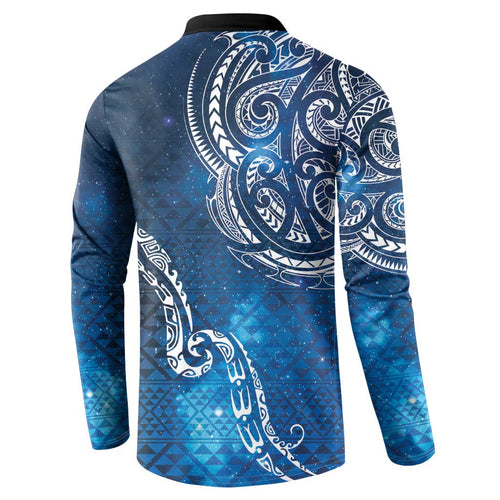 Matariki Galaxy Button Sweatshirt New Zealand Map Maori Pattern