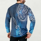 Matariki Galaxy Button Sweatshirt New Zealand Map Maori Pattern
