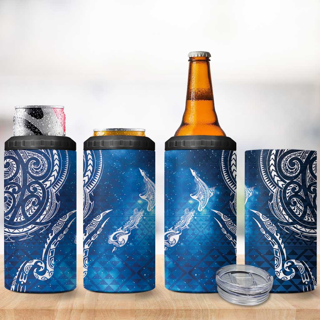 Matariki Galaxy 4 in 1 Can Cooler Tumbler New Zealand Map Maori Pattern
