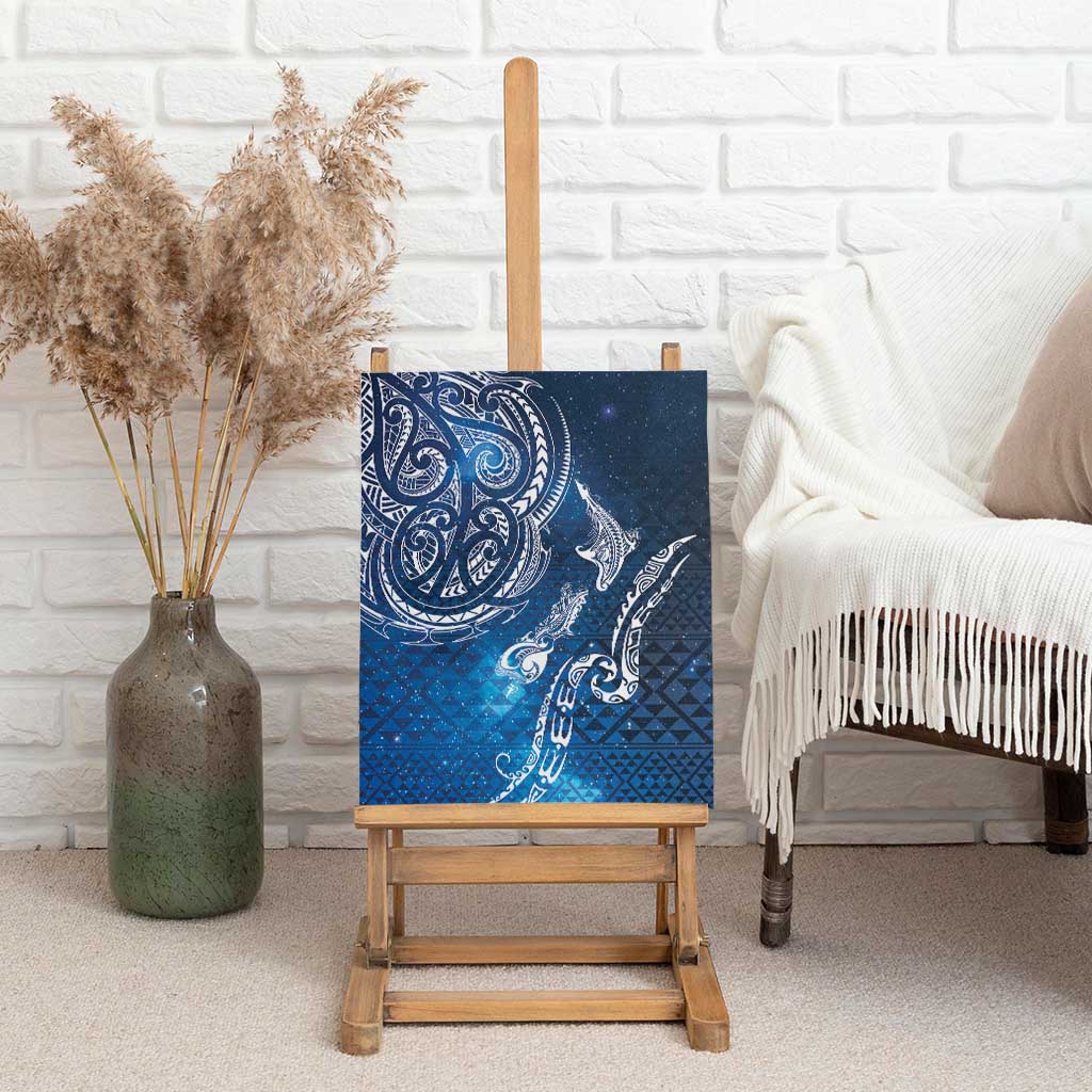 Matariki Galaxy Canvas Wall Art New Zealand Map Maori Pattern