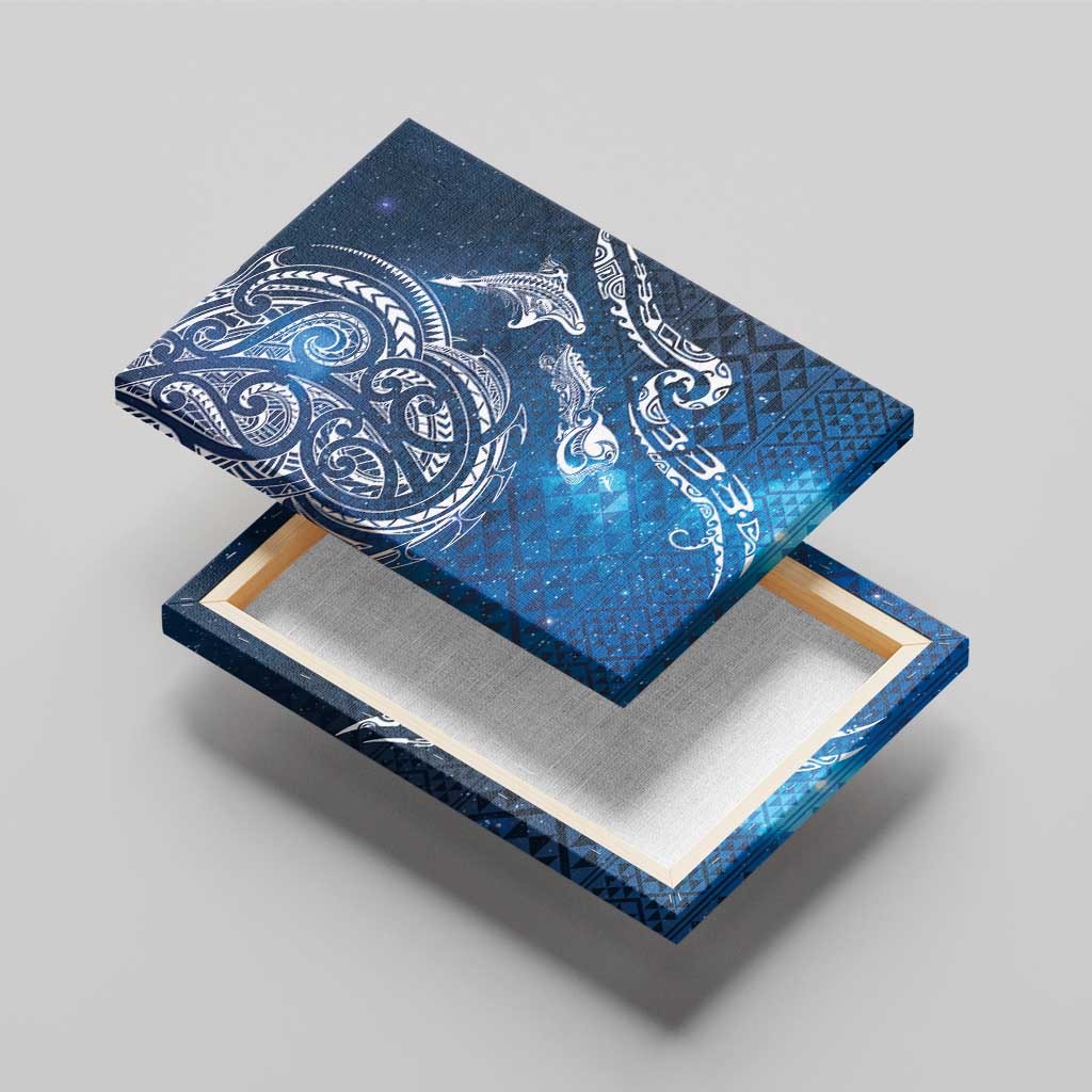 Matariki Galaxy Canvas Wall Art New Zealand Map Maori Pattern