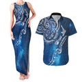 Matariki Galaxy Couples Matching Tank Maxi Dress and Hawaiian Shirt New Zealand Map Maori Pattern