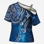 Matariki Galaxy Cross Shoulder Shirt New Zealand Map Maori Pattern