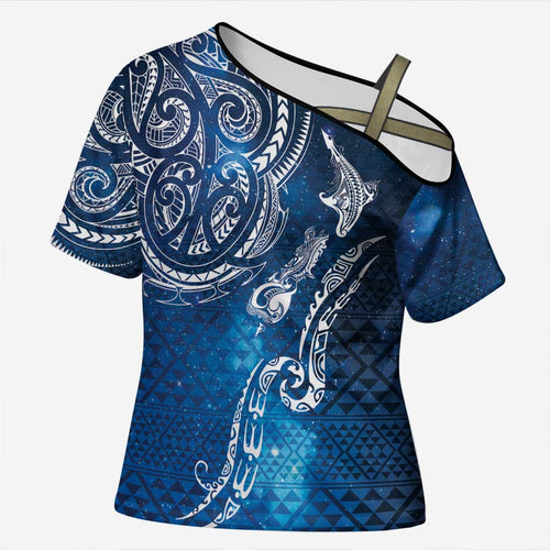 Matariki Galaxy Cross Shoulder Shirt New Zealand Map Maori Pattern