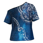 Matariki Galaxy Cross Shoulder Shirt New Zealand Map Maori Pattern