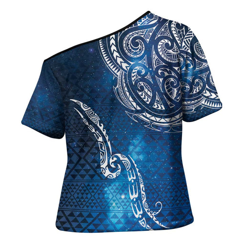 Matariki Galaxy Cross Shoulder Shirt New Zealand Map Maori Pattern