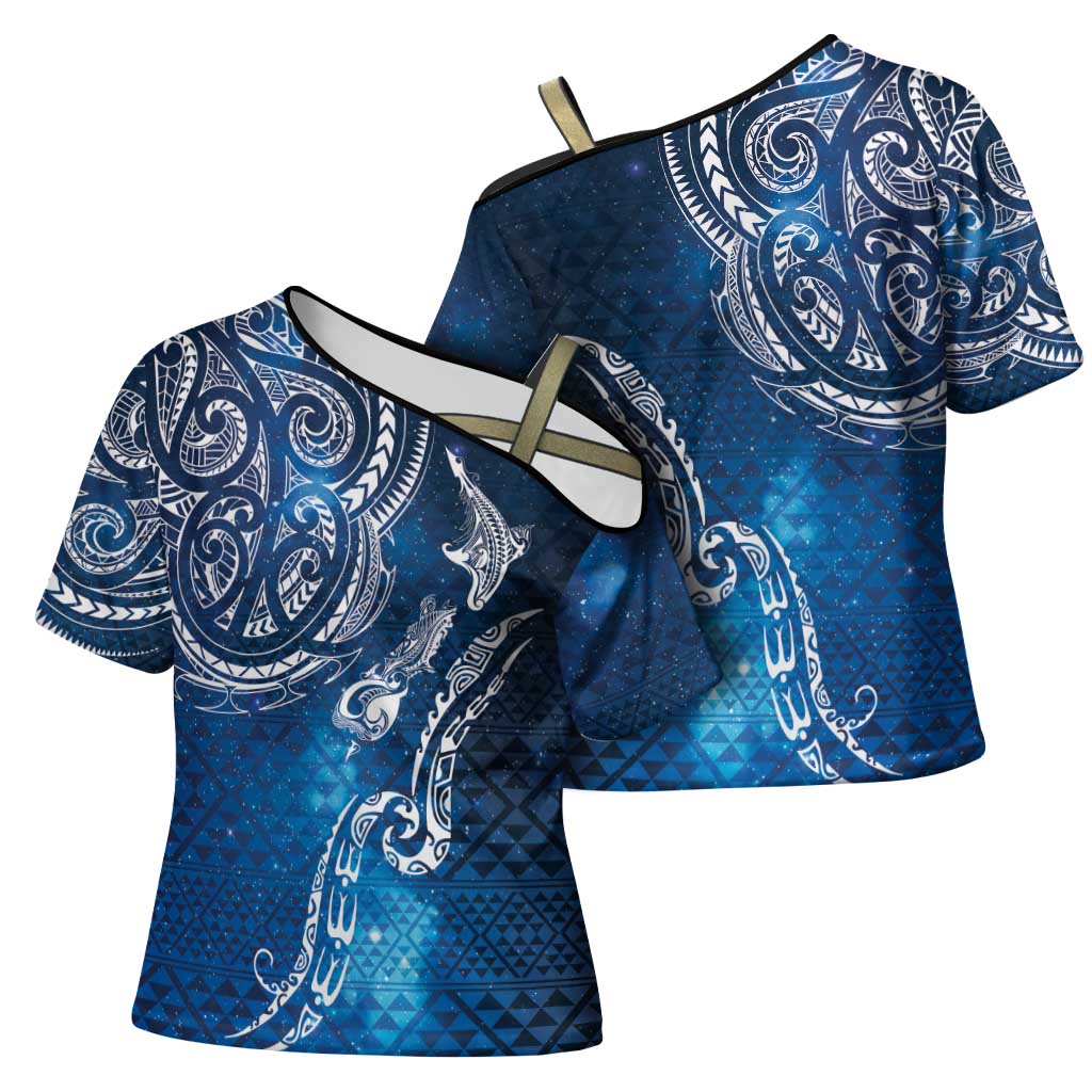 Matariki Galaxy Cross Shoulder Shirt New Zealand Map Maori Pattern