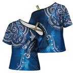 Matariki Galaxy Cross Shoulder Shirt New Zealand Map Maori Pattern