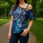 Matariki Galaxy Cross Shoulder Shirt New Zealand Map Maori Pattern