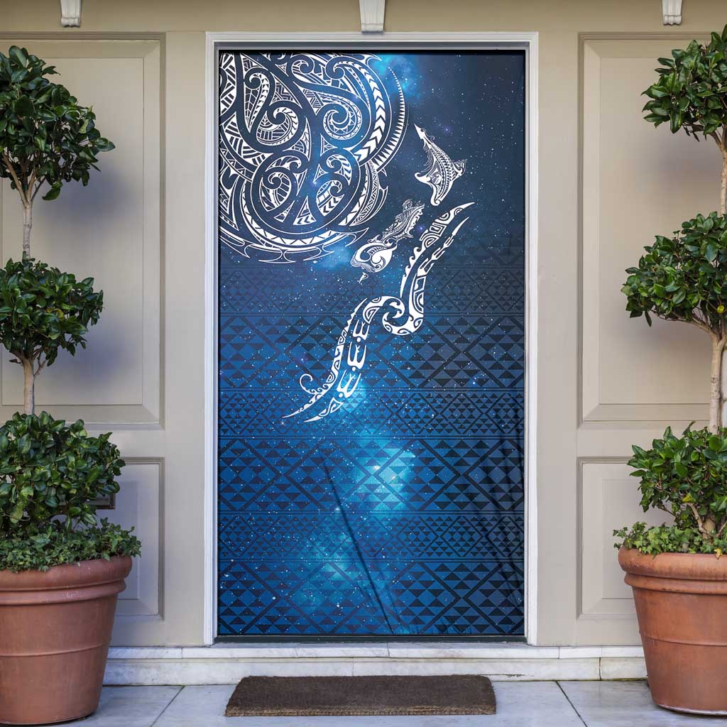 Matariki Galaxy Door Cover New Zealand Map Maori Pattern