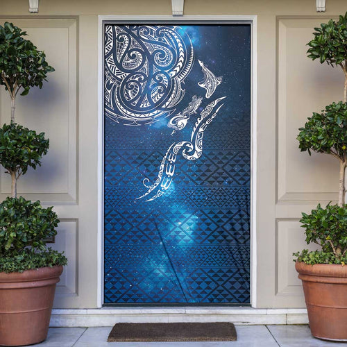 Matariki Galaxy Door Cover New Zealand Map Maori Pattern
