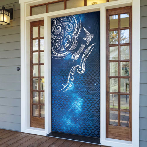 Matariki Galaxy Door Cover New Zealand Map Maori Pattern