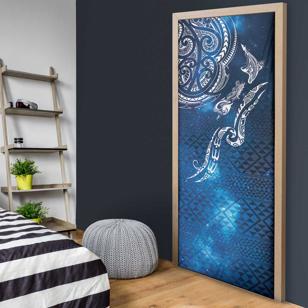 Matariki Galaxy Door Cover New Zealand Map Maori Pattern