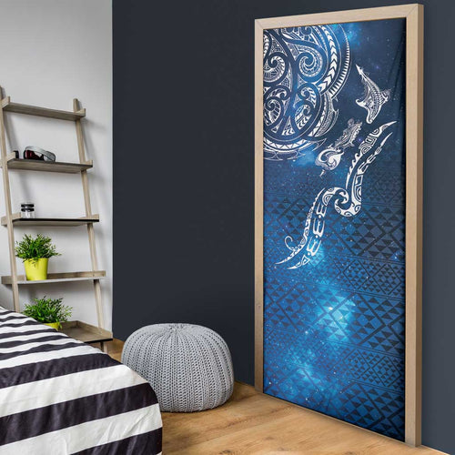 Matariki Galaxy Door Cover New Zealand Map Maori Pattern