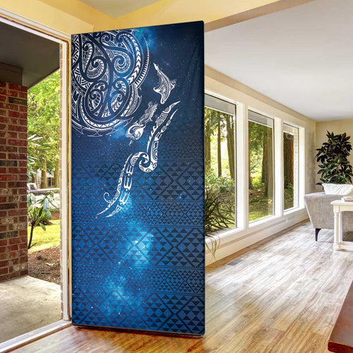 Matariki Galaxy Door Cover New Zealand Map Maori Pattern