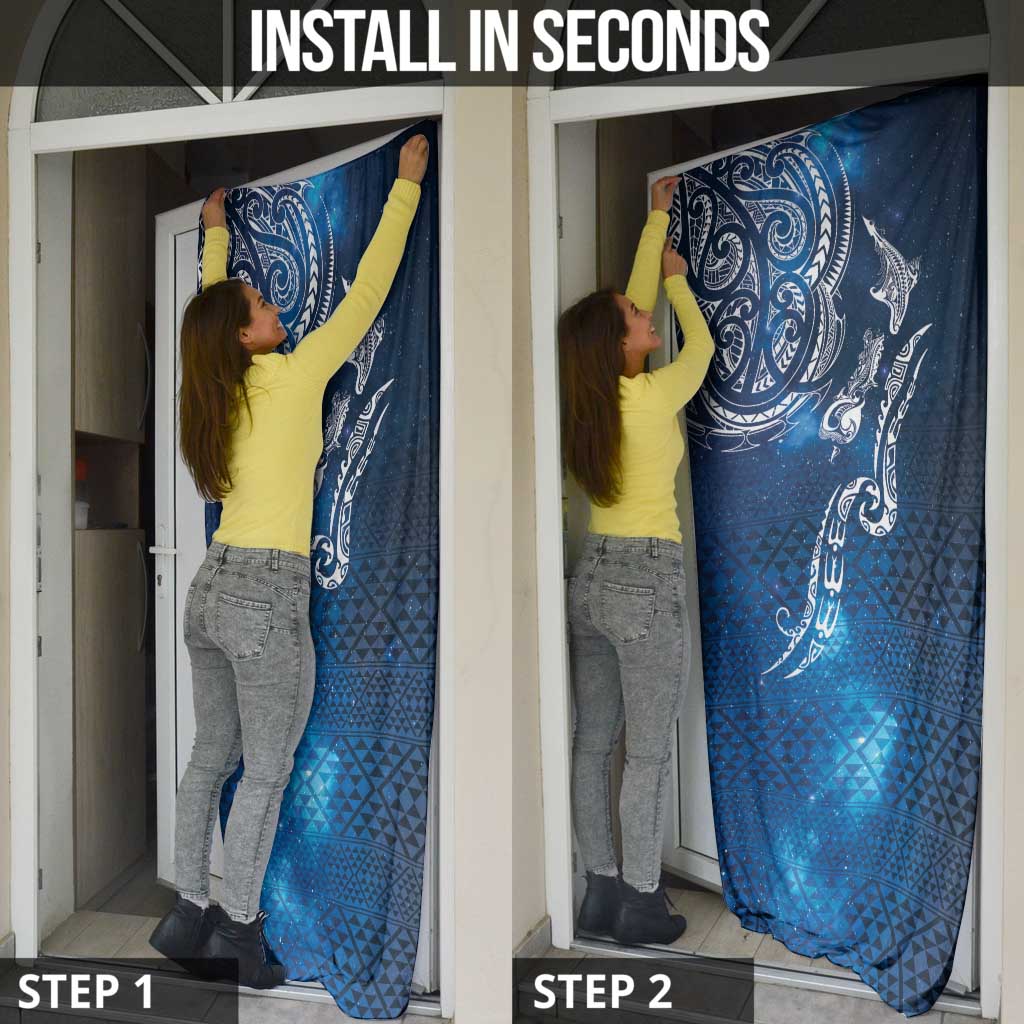 Matariki Galaxy Door Cover New Zealand Map Maori Pattern