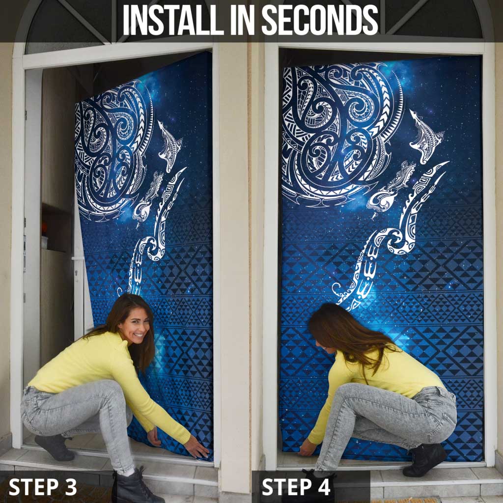 Matariki Galaxy Door Cover New Zealand Map Maori Pattern