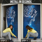 Matariki Galaxy Door Cover New Zealand Map Maori Pattern