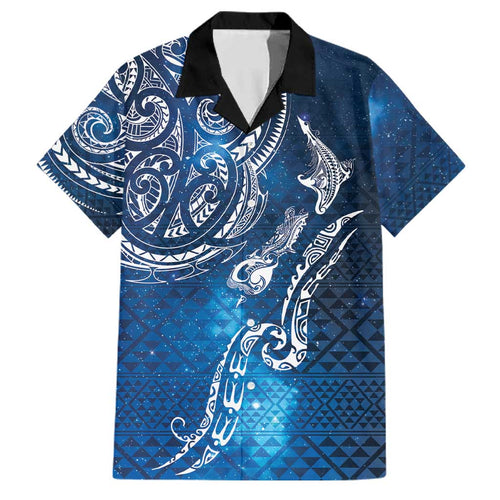 Matariki Galaxy Family Matching Off Shoulder Short Dress and Hawaiian Shirt New Zealand Map Maori Pattern